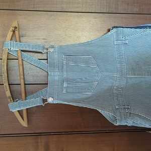 WOMEN'S OLD NAVY RAILROAD STRIPE STRAIGHT LEG JEAN OVERALLS 14